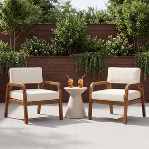 Outdoor Acacia Wood Armchair Set with Weather-Resistant Cushions
