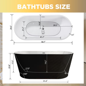 Glossy Freestanding Bathtub With Toe Tap Drain