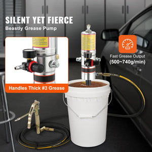 VEVOR Air Operated Grease Pump with 13 ft Hose and 360° Swivel Gun