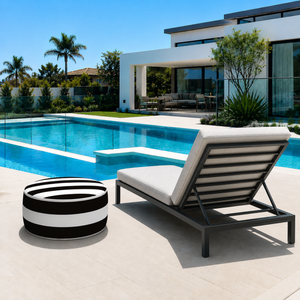 2 Pack Outdoor Inflatable Ottoman - Black/White Striped