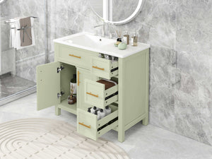 36" Bathroom Vanity with Sink Top, Cabinet with Two Doors and Three Drawers