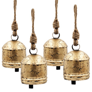 Iron Hanging Bell Set of 4 Decorative Ornaments with Durable Construction - Iron