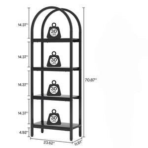 Tall 4 Tier Arched Open Bookshelf Storage Rack - Black