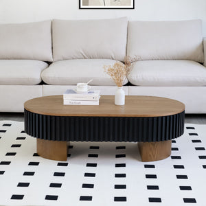 Elliptical Living Room Coffee Table With Hidden Storage And Removable Tabletop