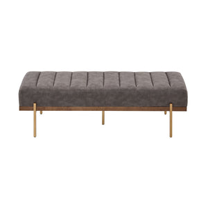 Thorian Luxury Upholstered Ottoman Bench with Channel Tufting and Metal Base