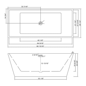 Glossy Freestanding Soaking Tub With Drain, Spacious Stand Alone Bathtub For Bathrooms - Glossy White