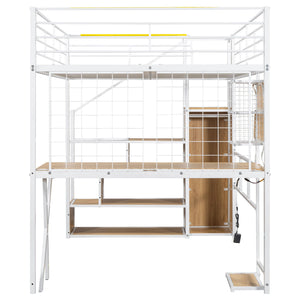 Loft Bed With Built In Work Station, Wardrobe, Storage Staircase And LED