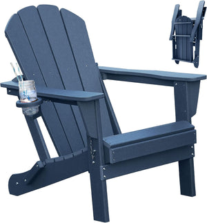 Adirondack Chair with Foldable Design and Built-In Cup Holder