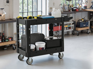 Two-Shelf Utility Cart with Wheels, 600 lbs Capacity