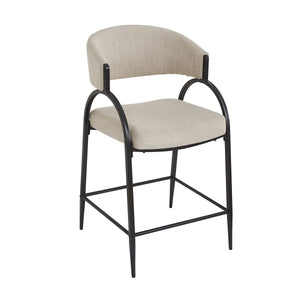 25'' Seat Height Modern Fabric Bar Stools with Back