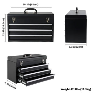 465-Piece Mechanics Tool Set with 3-Drawer Heavy Duty Metal Box Repair Tool Kit
