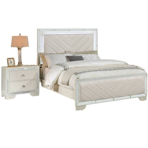 3 Piece Bedroom Contemporary Set, Bed With LED Lights And 2 Nightstands