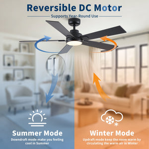 Reversible Motor Integrated LED Dimmable Ceiling Fan With Light