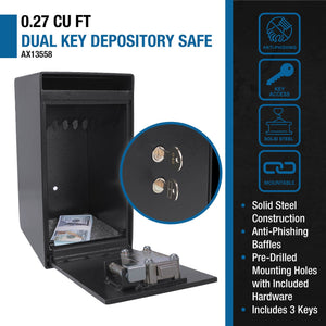 0.27 Cu Ft Dual Key Depository Safe - Black