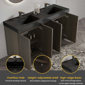 Galan 60" Smoked Oak Bathroom Vanity