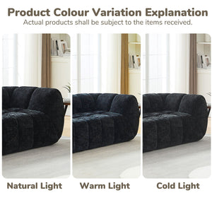 Quilted Cloud Sofa With Rounded Armrests And Piano Key Backrest Design