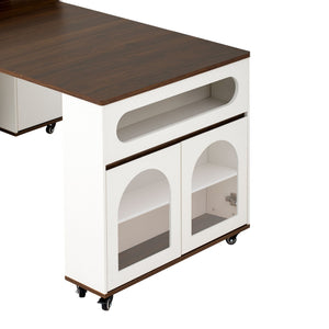 Extendable Dining Table With Folding Top, Rolling Kitchen Island With Drawers And Power Outlet