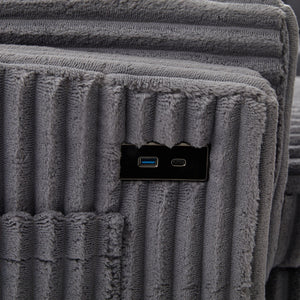 Convertible U-Shaped Sectional Sofa Bed With USB Ports And Storage