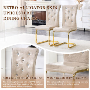 Elegant Design Alligator Skin Upholstered Dining Chairs