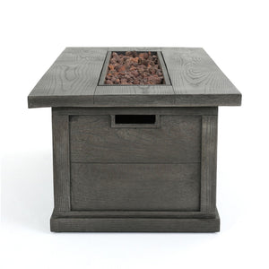 Transitional Rectangular Outdoor Propane Fire Pit With 50,000 BTU