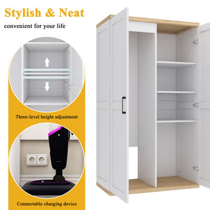 55.1" Tall Wooden Vacuum Storage Cabinet with Adjustable Shelf