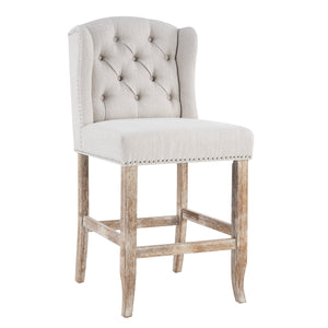 26.78'' Seat Height Vienna Contemporary Fabric Tufted Wingback Counter Stools, Set of 2