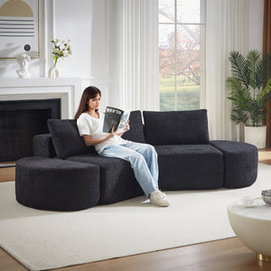 V-Shaped Modular Sofa Set in Chenille Fabric