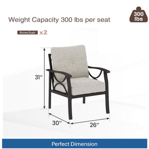 All-Weather Armchairs With Cushions, Modern Sculptural Design (Set of 2)