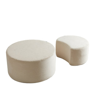 Modern Upholstered Round Coffee Table For Living Room (Set of 2)