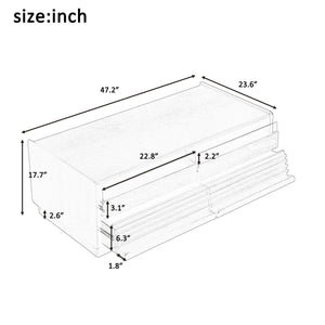 Modern Rectangle Coffee Table with 4 Drawers and 2 Display Shelves
