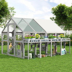 Large Outdoor Cat House with Planter Stand