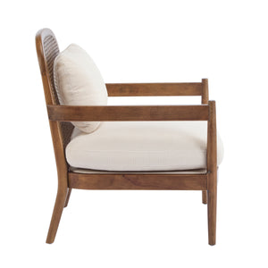 Elliston Rattan Backrest Solid Wood Accent Chair with Cushions - Set of 2