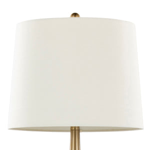 Pebble 29" Contemporary Metal Table Lamp Set in Gold with White Linen Shades - Set of 2