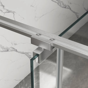 44-48"W x 74"H Pivot Shower Door with Brushed Nickel Finish