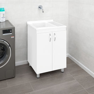 Demolotion Utility Sink Cabinet with Dual Compartments and Storage