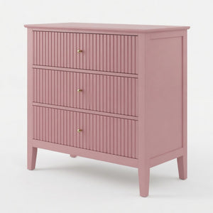 Fluted 3 Drawer Nightstand With Soft Close Slides