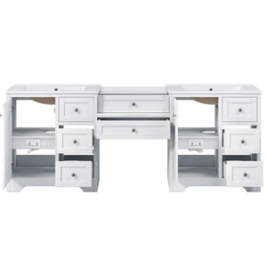 Double Sink Bathroom Vanity With Countertop, 2 Ceramic Sinks, 6 Drawers