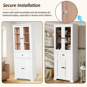 Bathroom Storage Cabinet, Adjustable Shelves & Drawer, Freestanding Tower