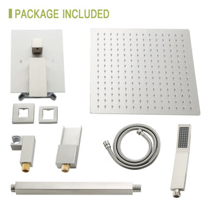Modern Shower System With Waterfall Tub Spout, 12" Ceiling Mount Square Shower