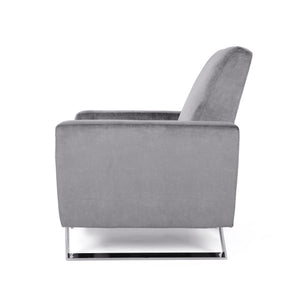 Bolt Upholstered Recliner Chair With Stainless Steel Base - Gray / Chrome