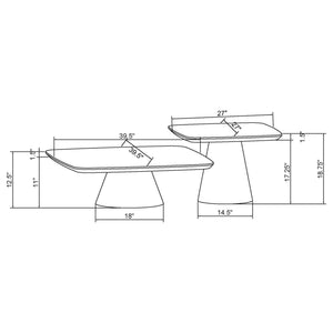Duncan - 2 Piece Coffee Table Set With Sculpted Bases - Walnut