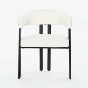Modern Dining Upholstered Barrel Chair With Curved Back And Armrests
