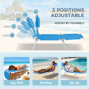 Set of 2 Lounge Portable Reclining Loungers