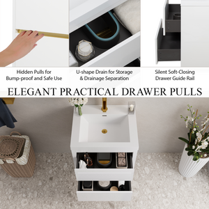 24" Wall-Mounted Bathroom Vanity with Sink and Storage Cabinet