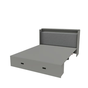 Murphy Bed With Storage Drawers And Charging Cabinet, Foldable Panels, Swivel Wheels