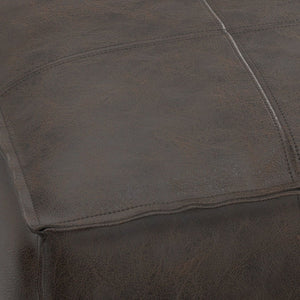 Sheffield - Square Pouf - Distressed Dark Brown