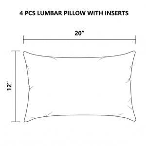 4 Pack Outdoor Lumbar Pillows with Inserts