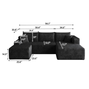 95" Cloud Sectional Sofa with 1 Ottoman