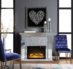 Noralie Mirrored & Faux Diamonds Fireplace