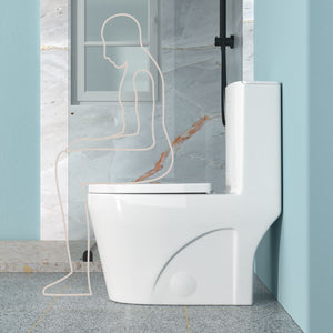 1 Piece Toilet For Bathroom, Dual Flush 1.24 / 1.6 Gpf, Soft Closing Seat - White